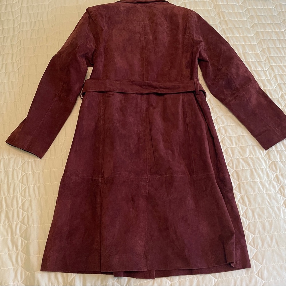 Jessica London Burgundy Genuine Leather Suede Jacket - Picture 2 of 7